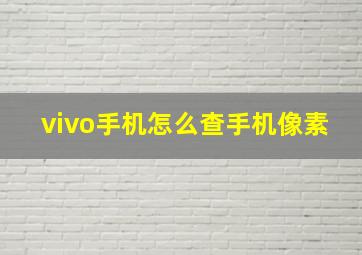 vivo手机怎么查手机像素