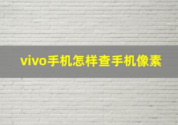 vivo手机怎样查手机像素