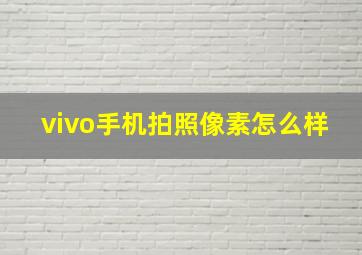 vivo手机拍照像素怎么样