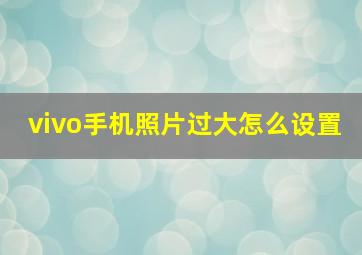 vivo手机照片过大怎么设置