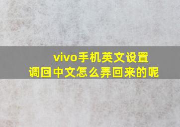 vivo手机英文设置调回中文怎么弄回来的呢