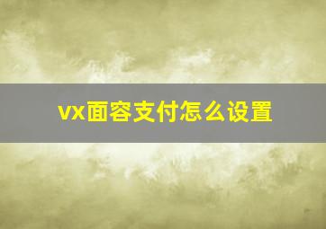 vx面容支付怎么设置