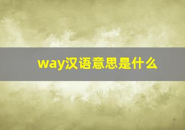 way汉语意思是什么