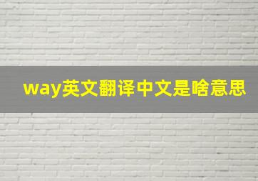 way英文翻译中文是啥意思