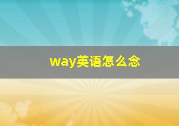 way英语怎么念