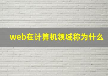 web在计算机领域称为什么