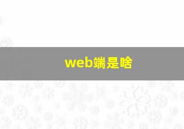 web端是啥