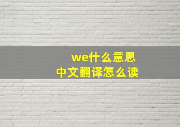 we什么意思中文翻译怎么读