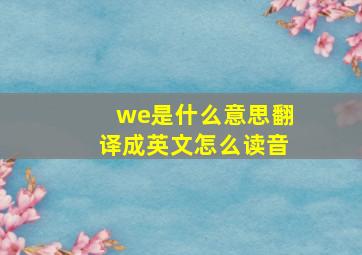 we是什么意思翻译成英文怎么读音