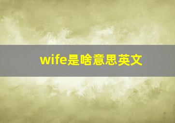 wife是啥意思英文