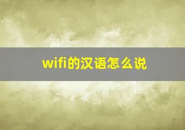 wifi的汉语怎么说