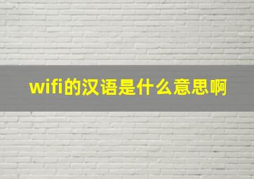 wifi的汉语是什么意思啊