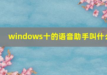 windows十的语音助手叫什么