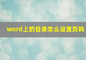 word上的目录怎么设置页码