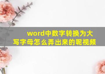 word中数字转换为大写字母怎么弄出来的呢视频