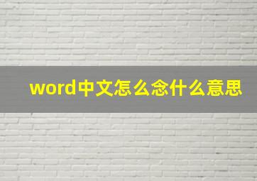 word中文怎么念什么意思