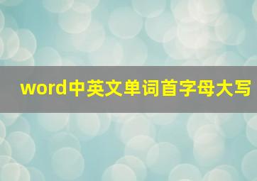 word中英文单词首字母大写