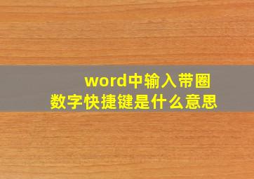 word中输入带圈数字快捷键是什么意思