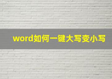 word如何一键大写变小写