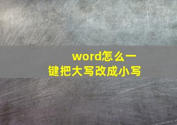 word怎么一键把大写改成小写