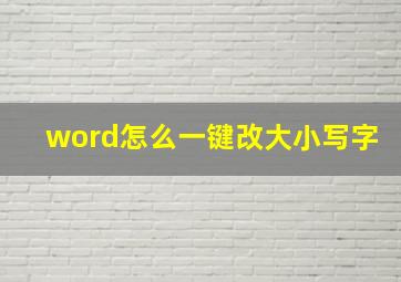 word怎么一键改大小写字