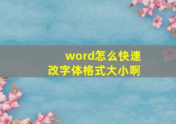 word怎么快速改字体格式大小啊