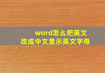 word怎么把英文改成中文显示英文字母