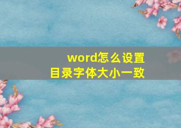 word怎么设置目录字体大小一致