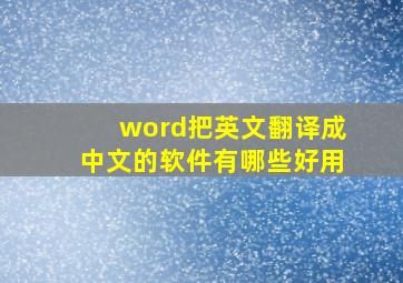 word把英文翻译成中文的软件有哪些好用