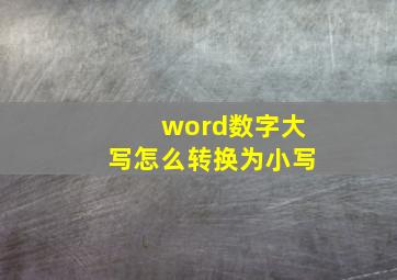 word数字大写怎么转换为小写