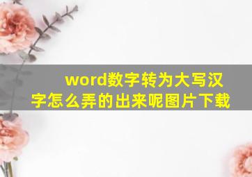 word数字转为大写汉字怎么弄的出来呢图片下载