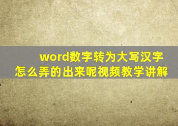 word数字转为大写汉字怎么弄的出来呢视频教学讲解