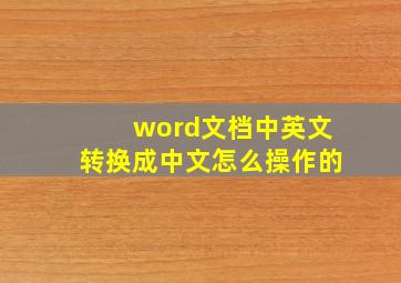 word文档中英文转换成中文怎么操作的