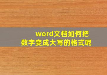 word文档如何把数字变成大写的格式呢