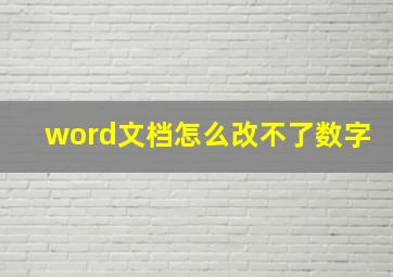 word文档怎么改不了数字