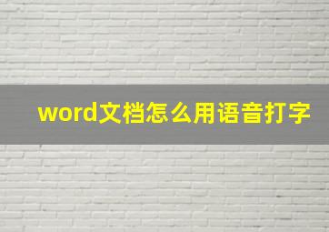 word文档怎么用语音打字