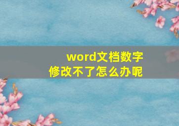 word文档数字修改不了怎么办呢