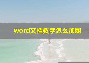 word文档数字怎么加圈