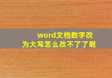 word文档数字改为大写怎么改不了了呢