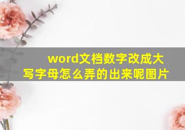 word文档数字改成大写字母怎么弄的出来呢图片