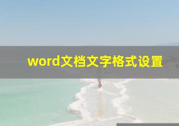 word文档文字格式设置