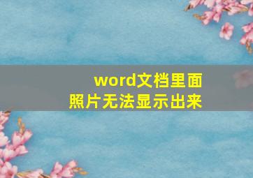 word文档里面照片无法显示出来