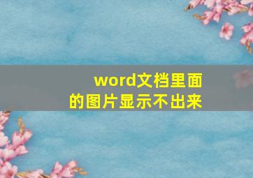 word文档里面的图片显示不出来