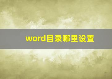 word目录哪里设置