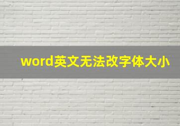 word英文无法改字体大小