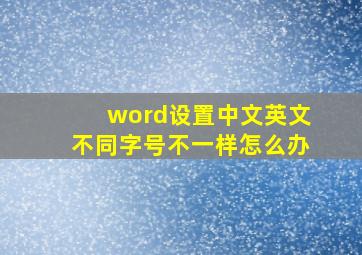 word设置中文英文不同字号不一样怎么办