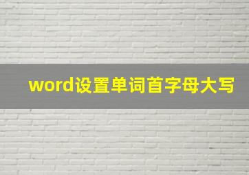 word设置单词首字母大写