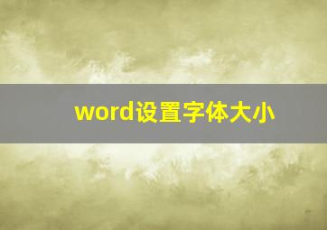 word设置字体大小