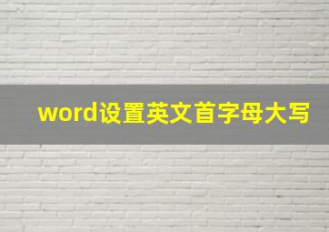 word设置英文首字母大写