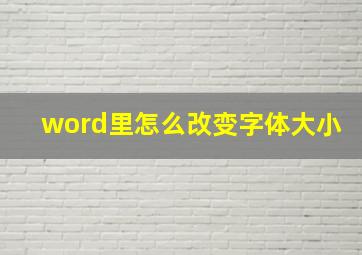 word里怎么改变字体大小